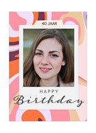 Verjaardagskaart foto met bloemenpatroon